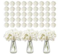 VEVOR Artificial Flowers, 305 pcs Real Looking White Silk Fake Hydrangea Bulk, White Faux Bridal Shower with Stems for DIY Wedding Bouquets, Home Centerpieces Arrangements, Party Tables Decorations