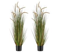 VEVOR Artificial Grass Plant, 2 Pack 1194mm Horsetail Reed Grass in Pot, Premium PVC Faux Fake Greenery Shrubs Plant for Indoor Outdoor House Home Garden Office Room Décor, Housewarming, Green