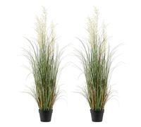 VEVOR Artificial Grass Plant, 2 Pack 1194mm Reed Flower Grass in Pot, Premium PVC Faux Fake Greenery Shrubs Plant for Indoor Outdoor House Home Garden Office Room Décor, Housewarming, Green