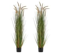 VEVOR Artificial Grass Plant, 2 Pack 1499mm Horsetail Reed Grass in Pot, Premium PVC Faux Fake Greenery Shrubs Plant for Indoor Outdoor House Home Garden Office Room Décor, Housewarming, Green