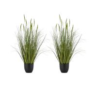 VEVOR Artificial Grass Plant, 2 Pack 889mm Cattail Grass in Pot, Premium PVC Faux Fake Greenery Shrubs Plant for Indoor Outdoor House Home Garden Office Room Décor, Housewarming, Green