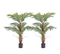 VEVOR Artificial Palm Tree, 4 FT Tall Faux Plant, Secure PE Material & Anti-Tip Tilt Protection Low-Maintenance Plant, Lifelike Green Fake Tree for Home Office Warehouse Decor Indoor Outdoor