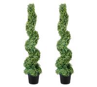 VEVOR Artificial Topiaries Boxwood Trees, 4ft Tall (2 Pieces) Faux Topiary Plant Outdoor, All-year Green Feaux Plant w/Replaceable Leaves for Decorative Indoor/Outdoor/Garden