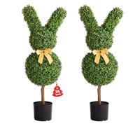 VEVOR Artificial Topiary Bunny-Shape Boxwood Ball, 2 Set 914mm Faux Boxwood Plant Balls, Fake Silk Tree Look Real, Easy Assembly for Decor Front Porch Outdoor Patio Garden Balcony Backyard Indoor