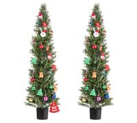 VEVOR Artificial Topiary Cedar Trees, 2 Set 1524mm Faux Pine Shrubs Plants, Fake Silk Tree Look Real, Easy Assembly for Decor Front Porch Outdoor Patio Garden Balcony Backyard Indoor Office