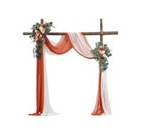 VEVOR Artificial Wedding Arch Flowers Kit, Orange Wedding Arch Flowers with Drapes Kit (Pack of 4) - 2 Pcs Floral Arrangement, 2 Pcs Sheer Drapes, for Ceremony Bouquets Reception Backdrop Decoration