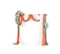 VEVOR Artificial Wedding Arch Flowers Kit, Orange Wedding Arch Flowers with Drapes Kit (Pack of 5) - 2 Pcs Floral Arrangement, 3 Pcs Sheer Drapes, for Ceremony Bouquets Reception Backdrop Decoration