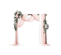 VEVOR Artificial Wedding Arch Flowers Kit, Pink Wedding Arch Flowers with Drapes Kit (Pack of 5) - 2 Pcs Floral Arrangement, 3 Pcs Sheer Drapes, for Ceremony Bouquets Reception Backdrop Decoration