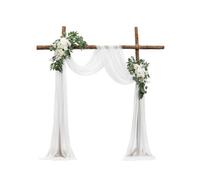 VEVOR Artificial Wedding Arch Flowers Kit, White Wedding Arch Flowers with Drapes Kit (Pack of 3) - 2 Pcs Floral Arrangement, 1 Pcs Sheer Drapes, for
