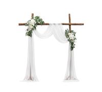 VEVOR Artificial Wedding Arch Flowers Kit White Wedding Arch Flowers with Drapes Kit (Pack of 3) - 2 Pcs Floral Arrangement 1 Pcs Sheer Drapes for