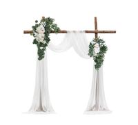 VEVOR Artificial Wedding Arch Flowers Kit, White Wedding Arch Flowers with Drapes Kit (Pack of 4) - 2 Pcs Floral Arrangement, 2 Pcs Sheer Drapes, for Ceremony Bouquets Reception Backdrop Decoration