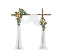 VEVOR Artificial Wedding Arch Flowers Kit, Yellow Wedding Arch Flowers with Drapes Kit (Pack of 3) - 2 Pcs Floral Arrangement, 1 Pcs Sheer Drapes, for