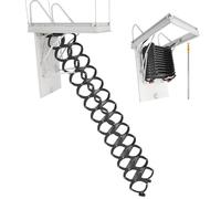 VEVOR Attic Ladder, 660LBS/299.4KG Capacity, Fits 10.5 to 11 ft Ceiling Height and 39.4 x 27.5 inch Opening Size, Alloy Steel Pull-Down Retractable Ceiling Stair with Pulling Rod for Attic Loft Roof