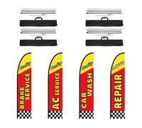 VEVOR Auto Repair Feather Flags with Pole Kit 16.3 Feet Advertising Flags for Business Outside Auto Repair Shop Flag Sign 4 Banner Flags 4 Ground