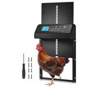 VEVOR Automatic Chicken Coop Door, Battery Powered Chicken Coop Door with Timer & Manual Setting, Anti-Pinch Security, Durable Aluminum Alloy, Auto Chick Run Gate Opener with Waterproof Sealing, Black