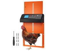 VEVOR Automatic Chicken Coop Door, Battery Powered Chicken Coop Door with Timer & Manual Setting, Anti-Pinch Security, Durable Aluminum Alloy, Chick Run Gate Opener with Waterproof Sealing, Orange