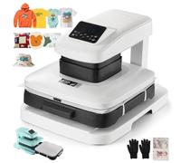 VEVOR Automatic Hot Pressing Machine, 38 x 38 cm for T-Shirts with Automatic Release and Adjustable Pressure, Digital Display, for Thermal Transfer Projects, White