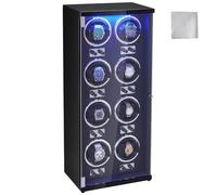VEVOR Automatic Watch Winder Capacity 8 Watches Case for Automatic Watches with 8 Japanese Mabuchi Motors Silent 5 Modes High Density Panel Winding and Acrylic Blue LED