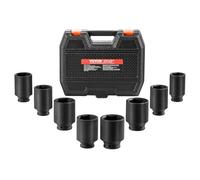 VEVOR Axle Nut Impact Socket Set, 1/2" Drive Deep 12-Point 8-Piece Metric Spindle Nut Socket Set, CR-MO Heat Treated Large with Storage Case, Auto Repair, Removing or Installing Axle