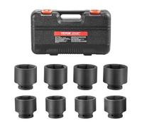 VEVOR Axle Nut Impact Socket Set, 3/4" Drive 6-Point, 8-Piece SAE Spindle Nut Set, CR-MO Heat Treated Large Sockets with Storage Case, for Auto Repair