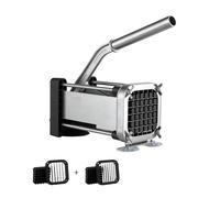 VEVOR AY410-2 Slicer with 1/2-Inch and 3/8-Inch Stainless Steel Blades, Manual Cutter Chopper with Suction Cups, for Potato, French Fries, Cucumber, Vegetables, Carrot, Aluminum, Black + Silver