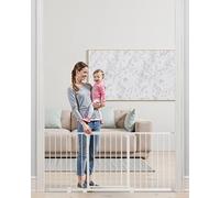 VEVOR Baby Gate, 60.6-63.3 Inches Adjustable Width, 30 Inches High Dog Gate, Easy Step Walk Thru, for Child Pet Security, Pressure Mount Kit, Wall Cups, One-Hand Open, for Stairs and Doorways, White