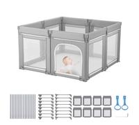 VEVOR Baby Playpen, 47.2″ x 47.2″ Foldable Toddlers Playpen, Indoor/Outdoor Baby Fence Play Yard with Zippered Door & Soft Breathable Mesh, No-Gap Toddlers Activity Center for 6-24 Months Babies