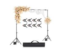 VEVOR Backdrop Stand, 7 x 10 ft Adjustable Photo Backdrop Stand Kit, Portable Background Backdrop Stand with 3 Crossbars, Heavy Duty Projector Screen Stand, for Wedding, Photo Video Studio & Party