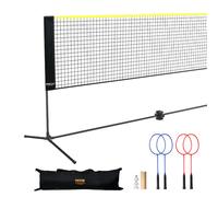 VEVOR Badminton Net 20ft Wide Foldable Pickleball Set With Stand Bag Rackets Nylon Shuttlecocks for Kid Backyard Indoor Outdoor Use Height Adjust