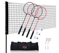 VEVOR Badminton Net Set, Outdoor Backyard Beach Park Badminton Net, Portable Badminton Equipment Set, Adults Kids Badminton Net with Poles, Carrying B