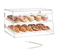 VEVOR Bakery Display Case, 2-Tier Comm. Countertop Pastry Display Case | Clear Acrylic Bread Box for Kitchen, Party Cake Cabinet with Magnetic Rear Door for Cookie Dessert Donut, 20.7"x15.7"x12"