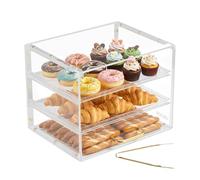 VEVOR Bakery Display Case, 3-Tier Comm. Countertop Pastry Display Case | Clear Acrylic Bread Box for Kitchen, Party Cake Cabinet with Flip-Up Door for Cookie Dessert Donut, 13" x 10.2" x 10.2"