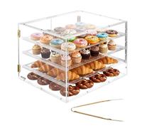 VEVOR Bakery Display Case, 4-Tier Comm. Countertop Pastry Display Case | Clear Acrylic Bread Box for Kitchen, Party Cake Cabinet with Magnetic Rear Door for Cookie Dessert Donut, 22.4"x17.3"x15.9"