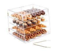 VEVOR Bakery Display Case, 4-Tier Comm. Countertop Pastry Display Case | Clear Acrylic Bread Box for Kitchen, Party Cake Cabinet with Magnetic Rear Door for Cookie Dessert Donut, 20.9"x17.1"x16.3"