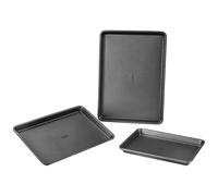 VEVOR Baking Pans Set, 3-Piece, Nonstick Carbon Steel Cookware Sheets & Trays, Stackable Kitchen Oven Bakeware Cooking Sets with Silicone Handles, Eas