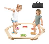 VEVOR Balance Beam Stepping Stones, 6 PCS Wooden Toddler Balance Boards, Montessori Toy for Kids 2-6, Build Coordination and Gross Motor Skills, Gymna