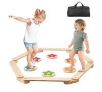VEVOR Balance Beam Stepping Stones 6 PCS Wooden Toddler Balance Boards Montessori Toy for Kids 3-6 Build Coordination and Gross Motor Skills