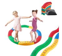 VEVOR Balance Beam Stepping Stones, 8 PCS Toddler Balance Boards Non-Slip Textured Surface & Rubber Pads, Montessori Toy for Kids 2-6, Build Coordination and Gross Motor Skills, Indoor or Outdoor Play