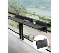 VEVOR Balcony Hanging Table, 12 x 32 in Folding Balcony Railing Table, 50 lbs Loading, Fit Railing from 1" to 5.9", Serving for Patio & Deck