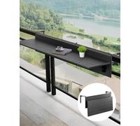 VEVOR Balcony Hanging Table, 12 x 48 in Folding Balcony Railing Table, 50 lbs Loading, Fit Railing from 1" to 5.9", Serving for Patio & Deck