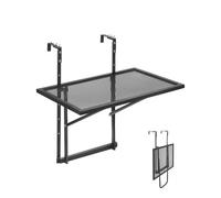 VEVOR Balcony Hanging Table, 19 x 24 in Metal Folding, Outdoor Balcony Bar for Railings, 5-Level Adjustable, Fit Railing from 1" to 4.7", Serving for Patio & Deck