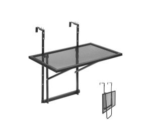 VEVOR Balcony Hanging Table, 19 x 24 in Metal Folding, Outdoor Balcony Bar for Railings, 5-Level Adjustable, Fit Railing from 1" to 4.7", Serving for