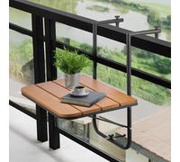 VEVOR Balcony Hanging Table 23 x 16 inch Folding Balcony Railing Table Outdoor Balcony Bar Table for Railings 4-Level Adjustable Fit Railing from