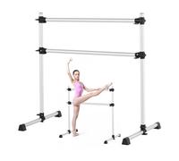VEVOR Ballet Barre, Aluminum Double Barre Bar for Home, Freestanding Portable Ballet Stretching Dance Bars, Height Adjustable Anti-Wobble Fitness Studio Equipment, for Pilates Balance Workout