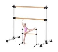 VEVOR Ballet Barre, Double Beechwood Barre Bar for Home, Freestanding Portable Ballet Stretching Dance Bars, Height Adjustable Anti-Wobble Fitness Gym Equipment, for Pilates Balance Workout