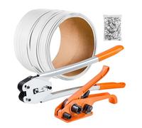 VEVOR Banding Strapping Kit, Heavy Duty Banding Sealer Tool with 100 m | Length PP Band, 100 Metal Seals, Plastic Manual Pallet Packaging Strapping Kit for Warehouse/Shipping/Moving/Home, Orange