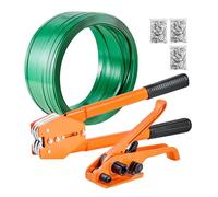 VEVOR Banding Strapping Kit, Heavy Duty Banding Sealer Tool with 305 m | Length PET Band, 300 Metal Seals, Plastic Manual Pallet Packaging Strapping Kit for Warehouse/Shipping/Moving/Home, Orange