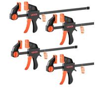 VEVOR Bar Clamps for Woodworking, 2-Pack 30.48 cm and 2-Pack 15.24 cm, One-Handed Clamp/Spreader, Quick-Grip F-Clamp with 70 kg Load Limit, Premium Plastic and Steel, for Woodworking Metal Working