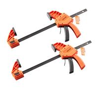 VEVOR Bar Clamps for Woodworking, 2-Pack 30.48 cm One-Handed Clamp/Spreader, Quick-Grip F-Clamp with 154 kg Load Limit, Premium Plastic and Carbon Steel, for Woodworking Metal Working, Orange + Black