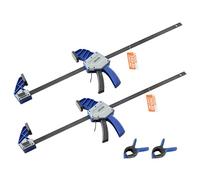 VEVOR Bar Clamps for Woodworking, 2-Pack 60.96 cm One-Handed Clamp/Spreader, Quick-Grip F-Clamp with 154 kg Load Limit, Premium Plastic and Carbon Steel, for Woodworking Metal Working, Blue + Black
